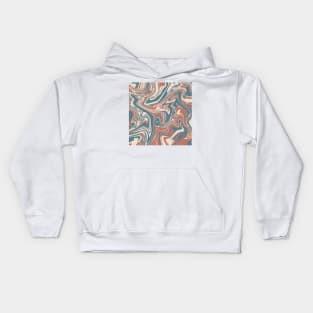 Liquid art, abstract art. Blue, red, beige colors. Kids Hoodie